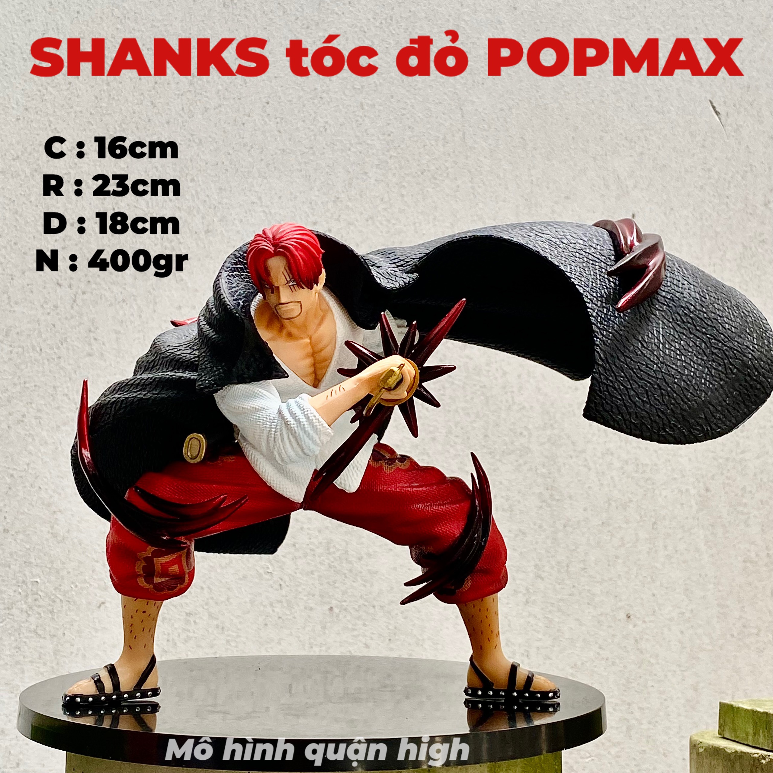 Mô hình Shanks tóc đỏ Đứng Mái siêu Ngầu  Cao 31cm Full box  One Piece   Hộp Carton Nghiện nhựa